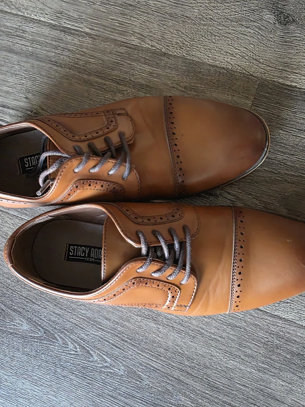 Stacy Adams Tan Leather Wingtip Oxfords